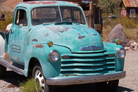 old junk car in the nevada desert in Nelson, Eldorado Canyon