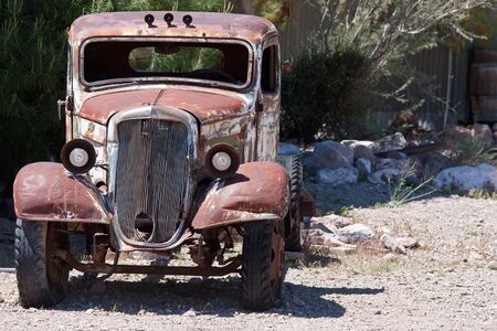 old junk car in the nevada desert in Nelson, Eldorado Canyonのeditorial素材