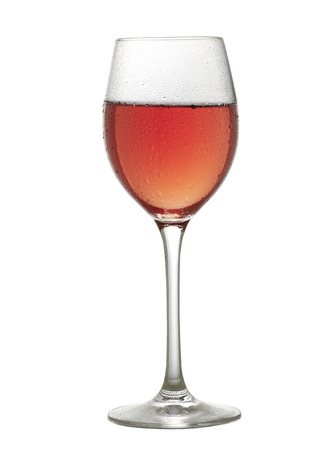 Rose wine glass on a white backgroundの写真素材