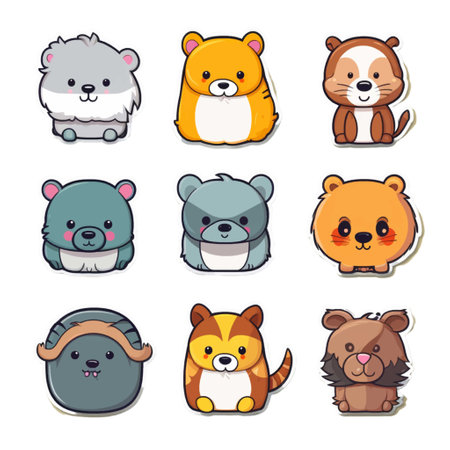 cute animal cartoon icon set vector illustration design graphic vector illustration graphic designのイラスト素材