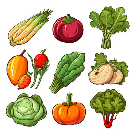 Vegetables set. Vector illustration of vegetables on white background.のイラスト素材