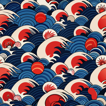 Seamless pattern with abstract waves. Hand-drawn illustration.のイラスト素材