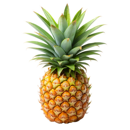 A high-quality image of a fresh, ripe pineapple isolated on a Isorated background, perfect for food and tropical-themed projects.の写真素材