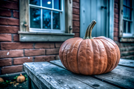 Vibrant orange pumpkin, capturing the essence of the fall season.の写真素材
