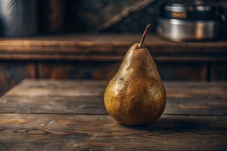 Close-up of a fresh ripe pear. Ideal for healthy eating and fruit concepts.の写真素材