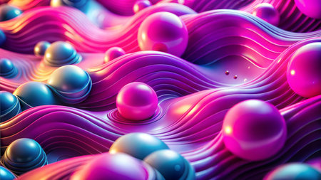 Close-up of a soft, airy 3D background featuring fluid shapes and subtle gradients. Ideal for modern, minimalist designs.の写真素材