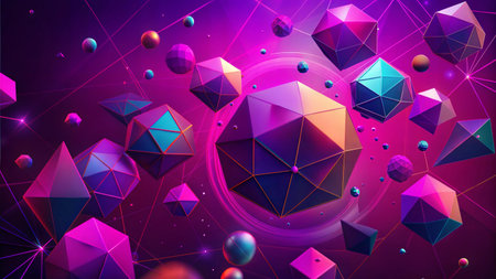 A visually engaging abstract background featuring a light scattering of geometric shapes, creating a...