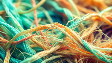 A close-up shot capturing the intricate network of interwoven paper fibers, highlighting their delicate texture and natural beauty.の写真素材