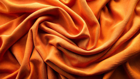 A close-up photograph showcasing the delicate texture of a soft fabric, subtly adorned with faint wrinkles, capturing the intricate details and the gentle drape of the material.の写真素材