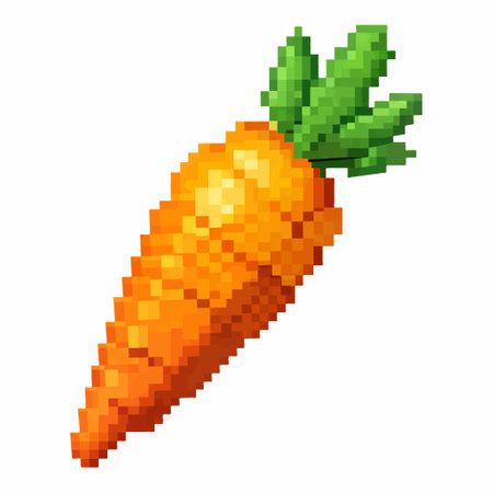 A vibrant pixelated image of a carrot, isolated against a transparent background.  Perfect for use in digital art or graphic design.のイラスト素材