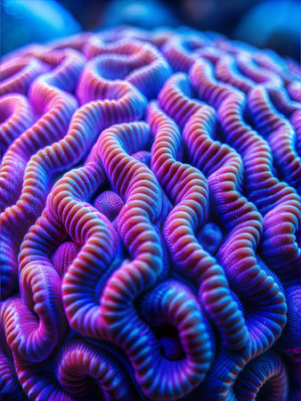 A close-up shot of a purple and blue crystal, showcasing its intricate details and vibrant colors. This macro photograph captures the beauty of the crystal's structure and the play of light upon its surface.の写真素材