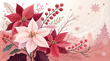 A gradient background transitioning from a vibrant red to a delicate light pink, reminiscent of poinsettia flowers. Ideal for festive and holiday designs.の写真素材