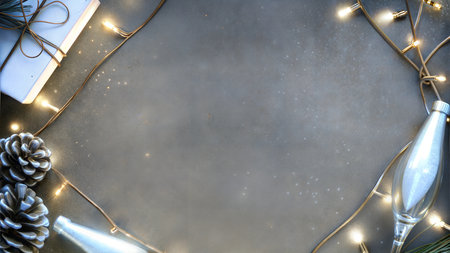 A stylish and minimalist New Year's background featuring a modern design with gold accents.の写真素材