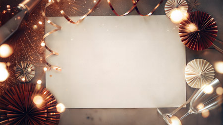 A sophisticated and stylish New Year's background featuring gold accents and a festive design.の写真素材