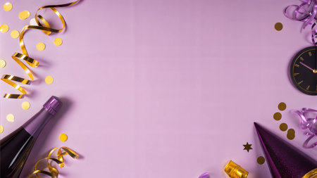 A festive and elegant background perfect for New Year's Eve celebrations, featuring a sparkling gold backdrop and shimmering confetti.の写真素材