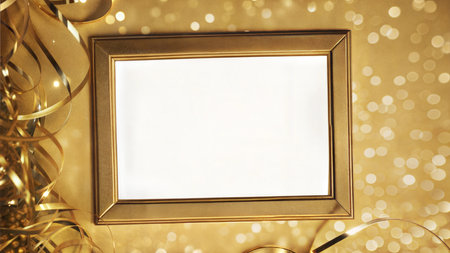 A sleek and elegant background featuring a shimmering gold backdrop with a delicate floral pattern, perfect for holiday or celebratory designs.の写真素材
