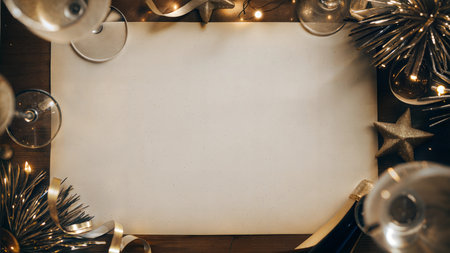 An elegant and stylish New Year's inspired background with a glittery gold design and black backdrop.の写真素材