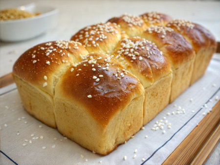 A freshly baked brioche loaf, golden brown and crusty.  Perfect for breakfast or a special occasion.