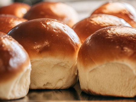 A freshly baked brioche loaf with a golden brown crust and soft, fluffy interior.の写真素材