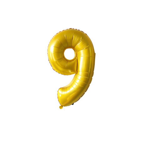 Number 9 green inflatable balloon isolated on white background. 3d rendering