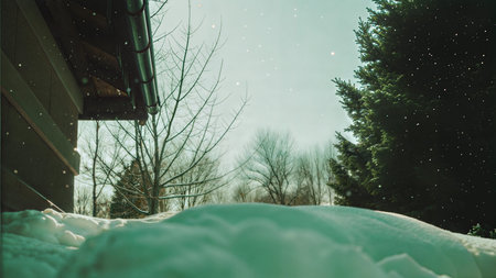 Close-up shot of various snow textures, showcasing different patterns and formations.の写真素材