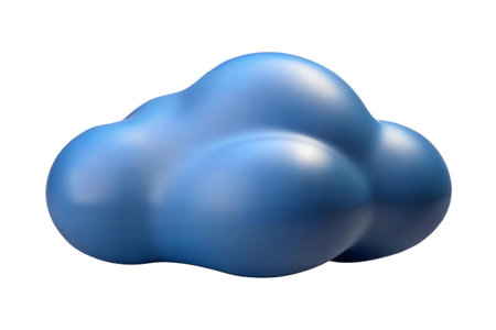 A 3D rendering of a blue cloud icon, suitable for various digital designs and presentations related to cloud computing or weather.の写真素材