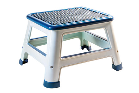 A sturdy plastic step stool with a mesh top, ideal for bathrooms or kitchens. Compact and easy to...