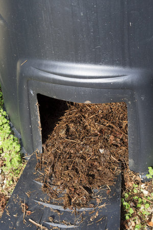 Closeup of Compost bin to recycle garden and kitchen waste
