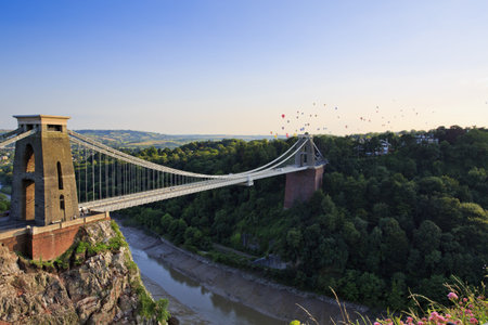 Clifton suspension bridge and Balloon Fiesta, Bristol, UK