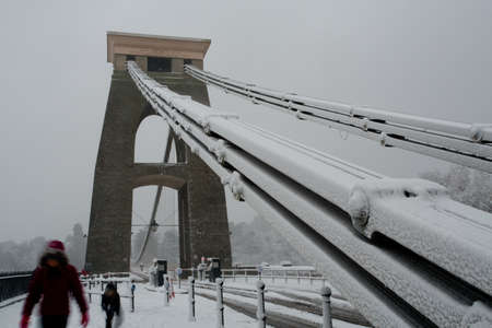 Clifton, Bristol, UK - January 18, 2013  People struggle to get to work given heavy amounts of snowfall  The worst affected area is South Wales, but there has also been significant snowfall in the South West of Englandのeditorial素材