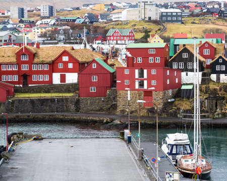 Torshavn Faroe Islands 7th February 2015. Torshavn harbour has a mix of traditional and modern buildingsのeditorial素材