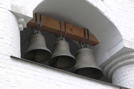 church bells, white stone churchの写真素材