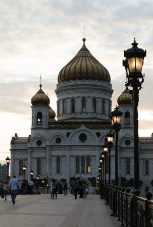 eevening view of the city, the Cathedral of Christ the Saviorのeditorial素材