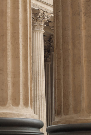 Vintage large fluted columns with capitals