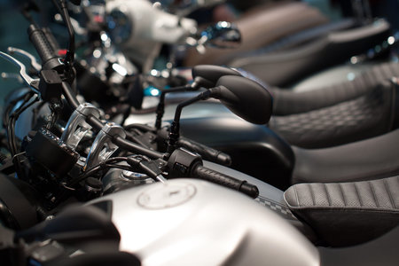 beautiful motorcycles with modern steering wheel and dashboard