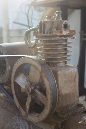Rusty air compressor belt drive