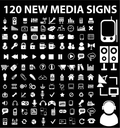120 new media signsのイラスト素材