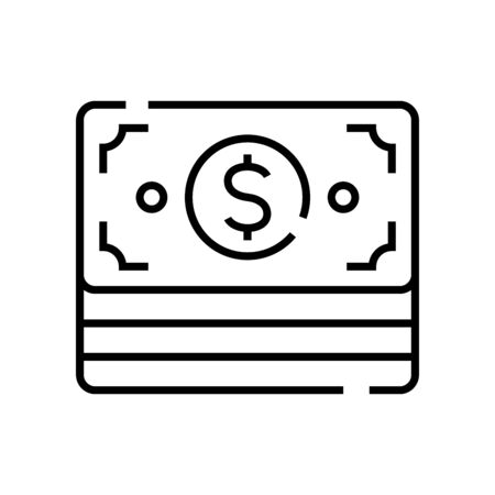 Banknotes line icon, concept sign, outline vector illustration, linear symbol.のイラスト素材