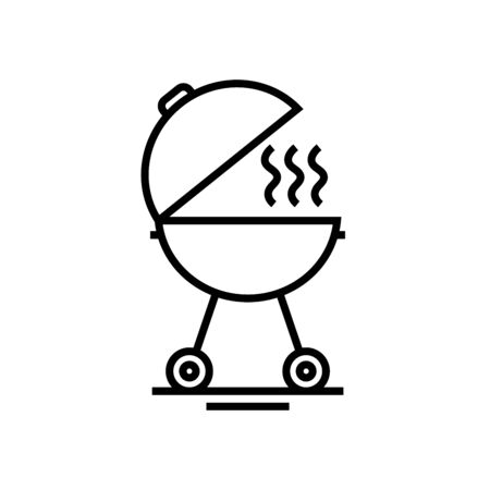 Barbeque tools line icon, concept sign, outline vector illustration, linear symbol.のイラスト素材
