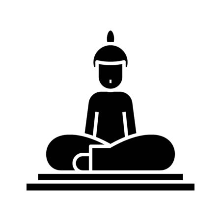 Budda statue black icon, concept illustration, glyph symbol, vector flat sign.のイラスト素材