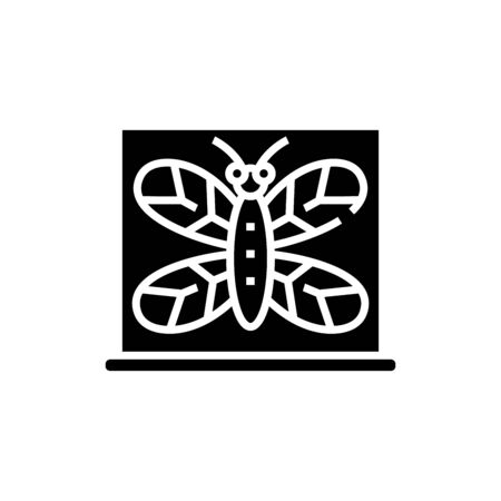 Bug research black icon, concept illustration, glyph symbol, vector flat sign.のイラスト素材