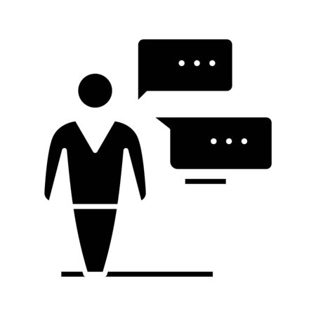 Business discussion black icon, concept illustration, vector flat symbol, glyph sign.のイラスト素材