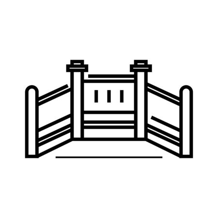 Home stairs line icon, concept illustration, outline symbol, vector sign, linear symbol.のイラスト素材