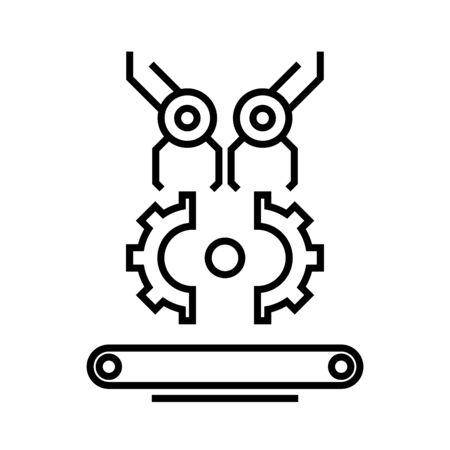 Industry robots line icon, concept illustration, outline symbol, vector sign, linear symbol.のイラスト素材