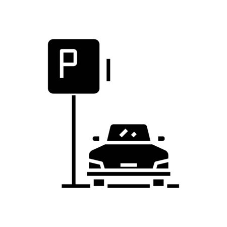 Carparking black icon, concept illustration, glyph symbol, vector flat sign.のイラスト素材