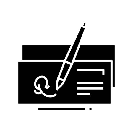 Business card black icon, concept illustration, glyph symbol, vector flat sign.のイラスト素材