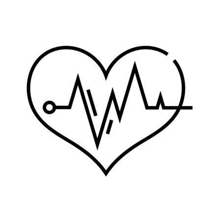 Heart bite line icon, concept illustration, outline symbol, vector sign, linear symbol.のイラスト素材
