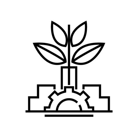 Growing production line icon, concept sign, outline vector illustration, linear symbol.のイラスト素材
