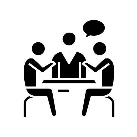 Business talks black icon, concept illustration, glyph symbol, vector flat sign.のイラスト素材