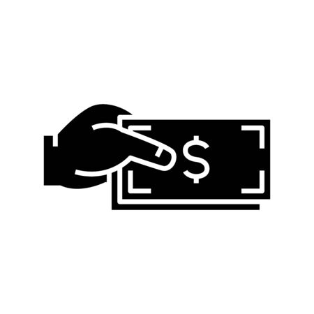 Bribe black icon, concept illustration, glyph symbol, vector flat sign.のイラスト素材